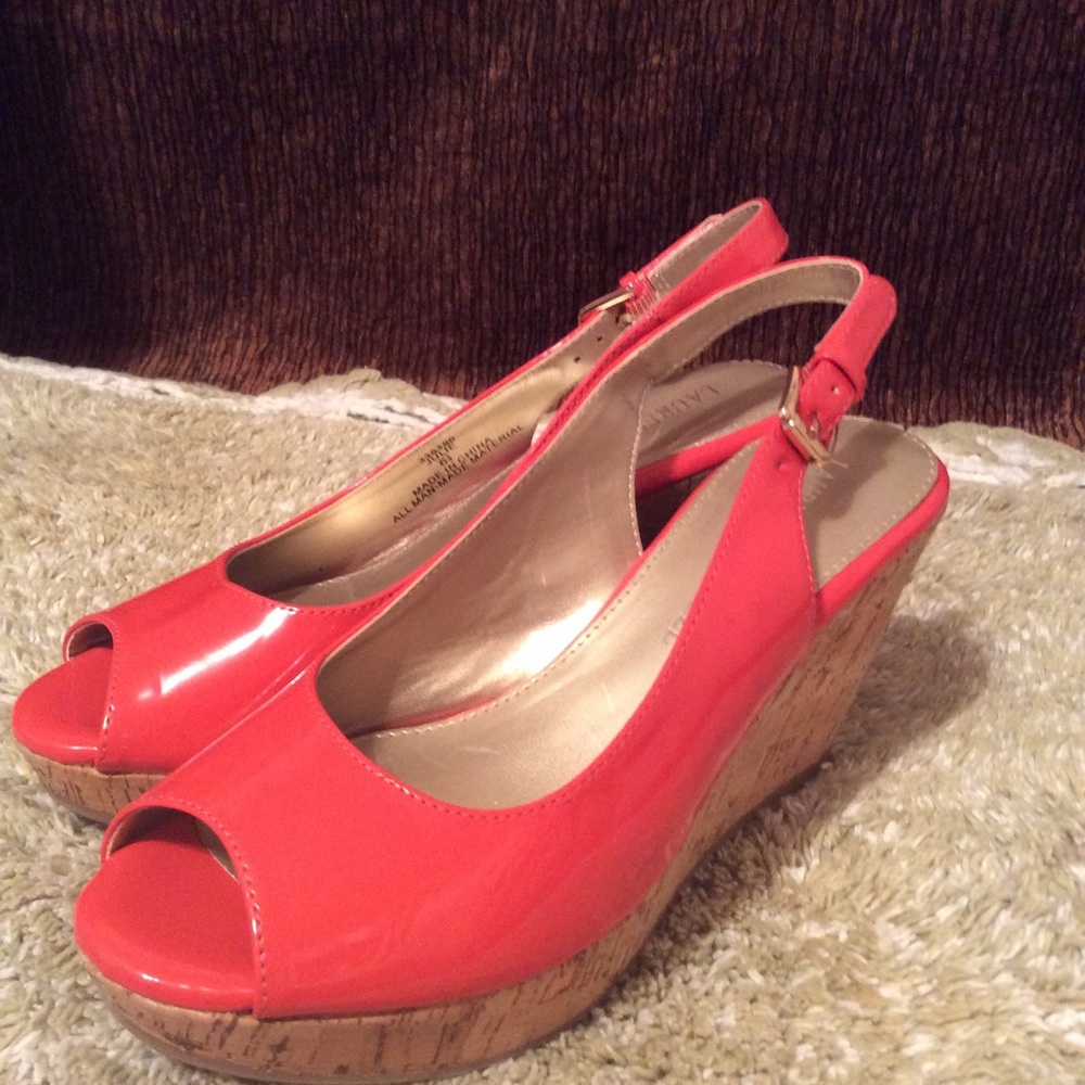 Lauren Blackwell Vintage Orange Open Toe Sz 6.5